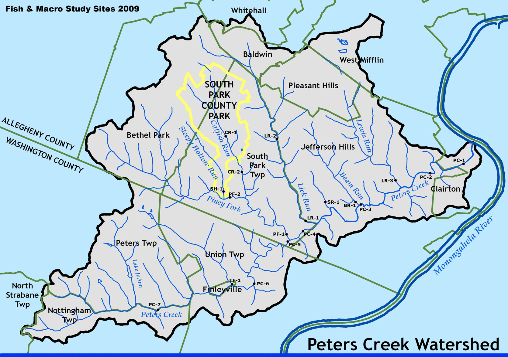 Peters Creek Fish & Macro Site Map